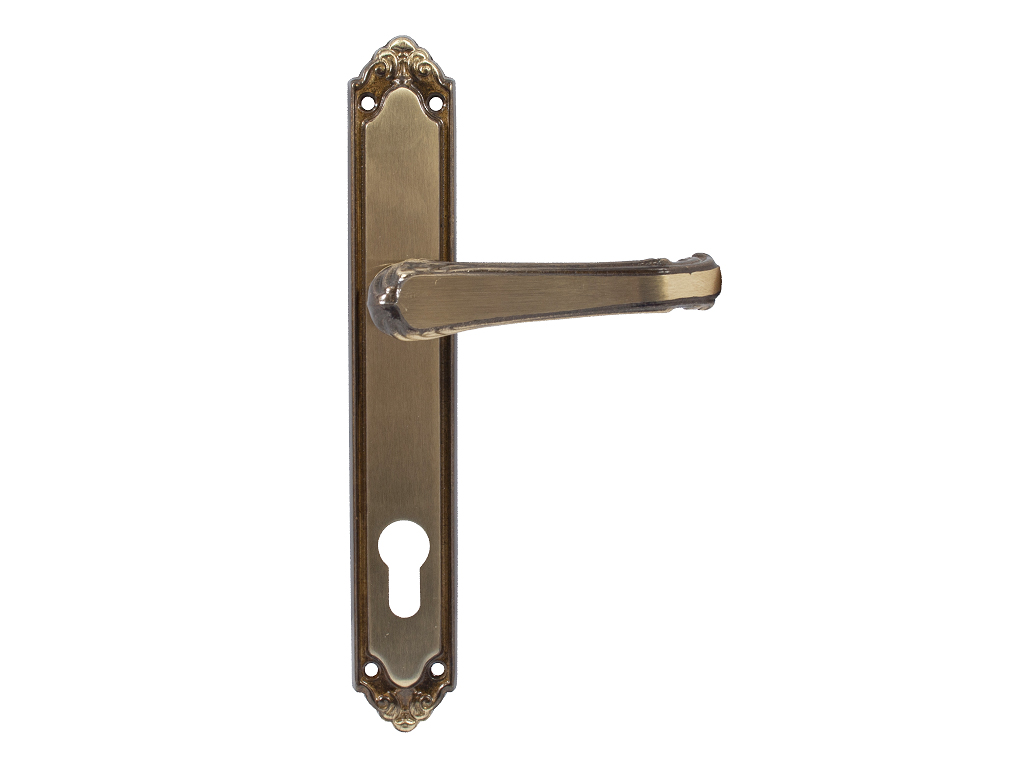 Maniglia Lady 8x85 Yale placca mm.240x37 Ottone Fume |  GPB Ghidini - immagine 1